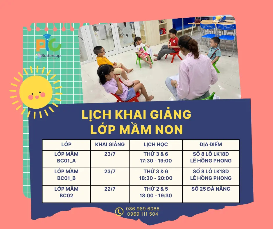 LỊCH KHAI GIẢNG TIẾNG ANH MẦM NON