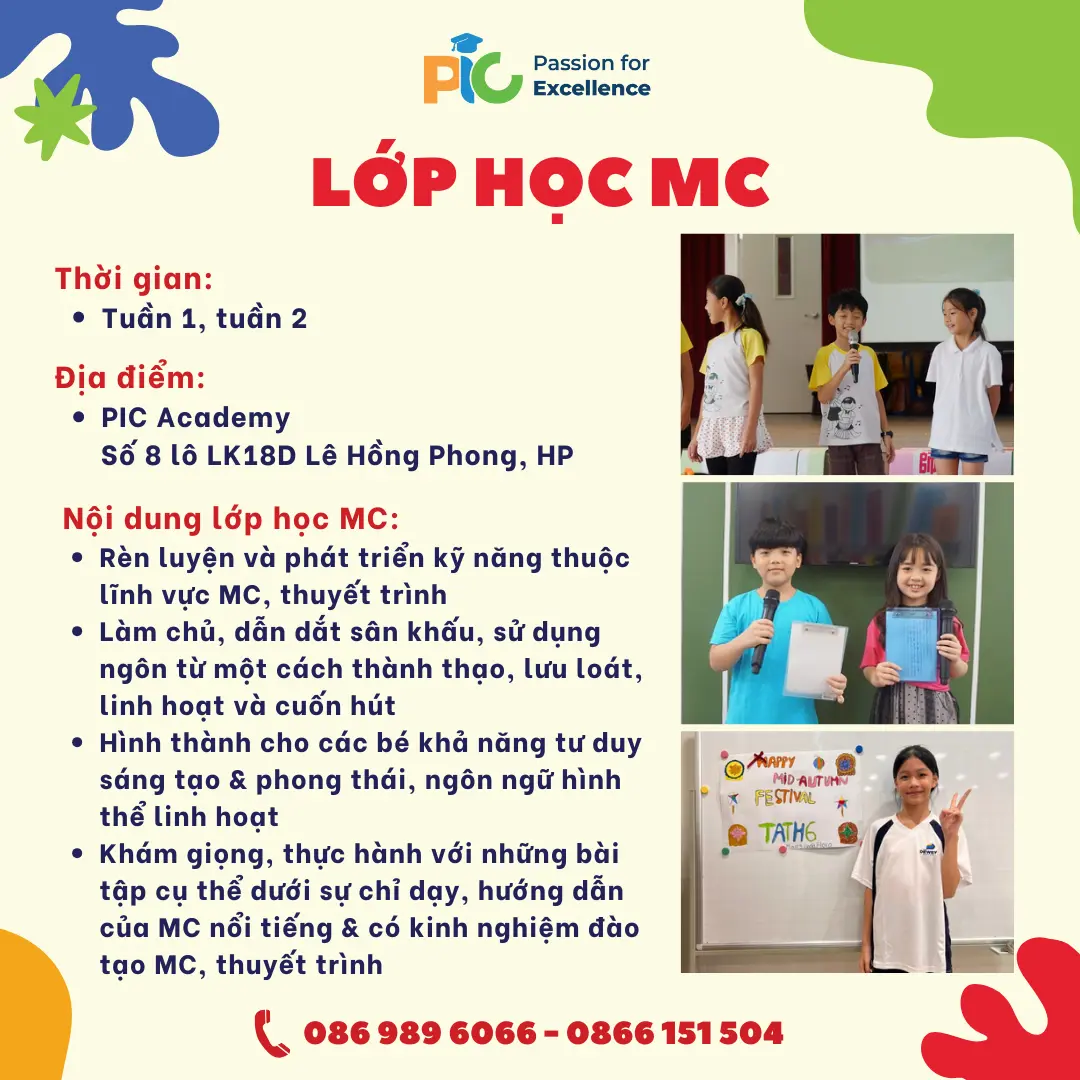 SUMMER CAMP - TRẠI HÈ 2024 (EXPLORE THE WORLD - CÙNG CON KHÁM PHÁ THẾ GIỚI)  Hoạt động Lớp học MC nhí